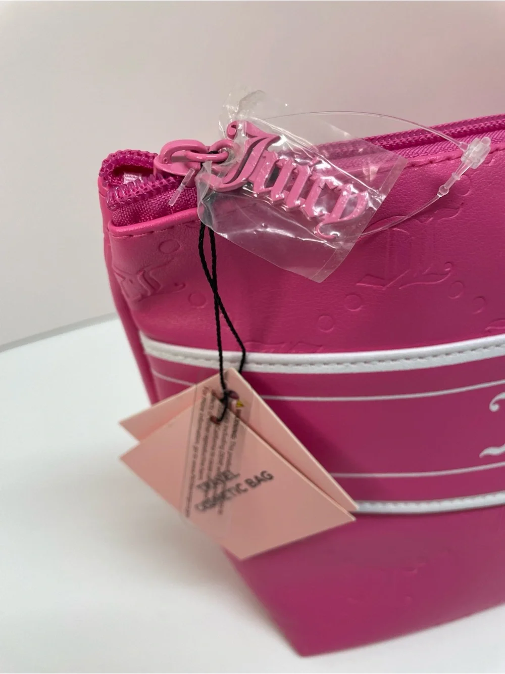 Juicy Couture Pink Lip Gloss Set with Matching Pink Makeup Bag 12x8